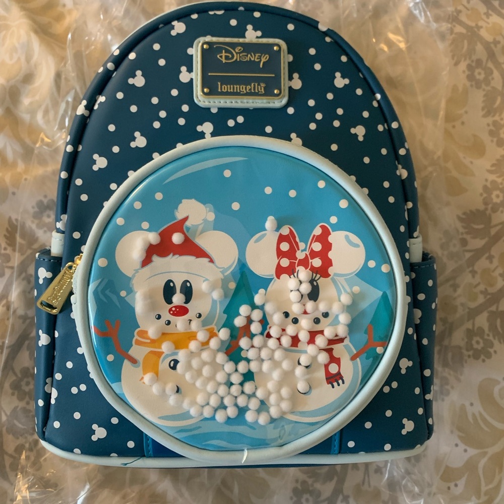 Disney Mickey & Minnie Snowglobe Mini Loungefly Backpack